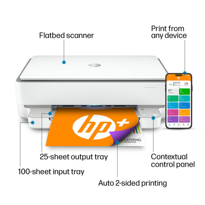 HP ENVY 6055e Wireless Color Inkjet Printer, Print, scan, copy, Easy setup, Mobile printing, Best-for-home, 3 months of Instant Ink included,white