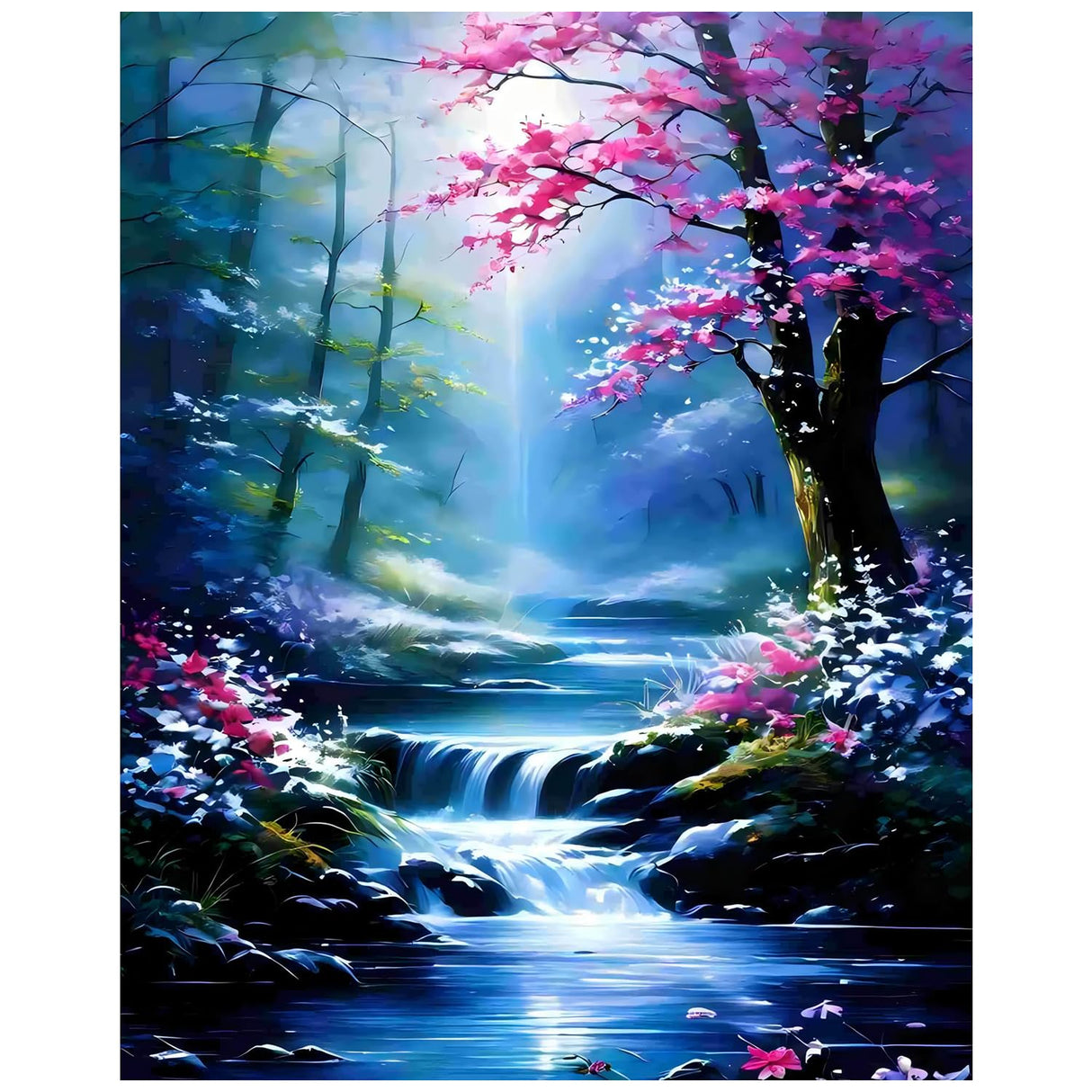 xcemhil Paint by Numbers Kit for Adults Landscape, Paint by Number Forest and Stream, Paint by Numbers Kit for Adults Beginner for Gift and Home Wall Decor 16x20 Inch xcemhil