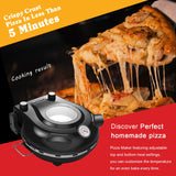 Upgrade Pizza Oven,12 Inch Electric Pizza Oven Indoor Portable,Stone Pizza Oven,1200W Portable Countertop Pizza Ovens with Viewing Window YIBAKE