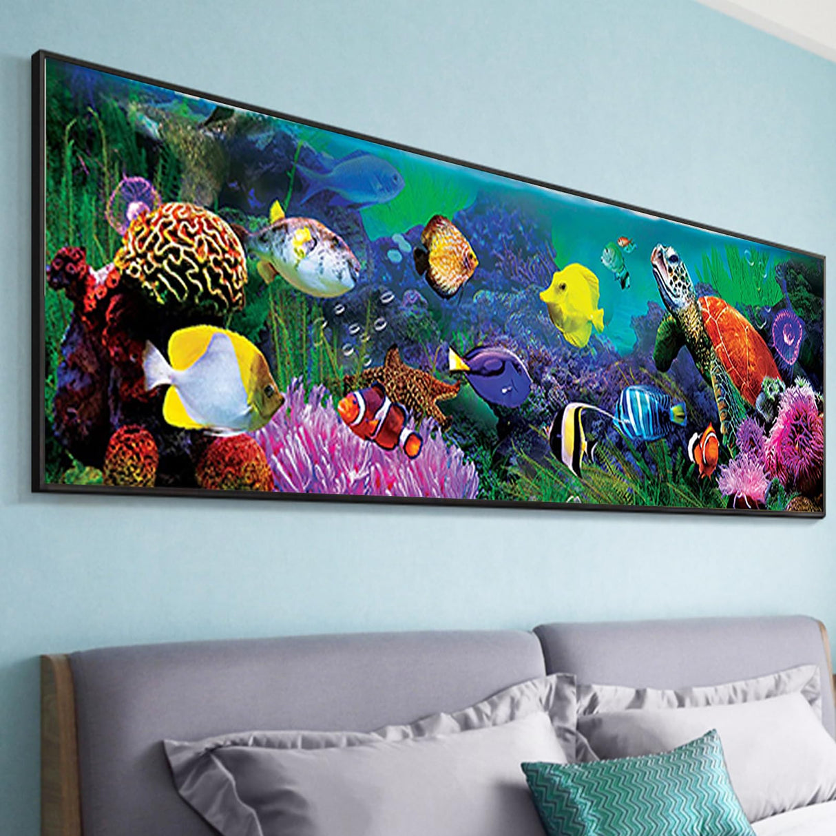 YALKIN 5D Diamond Painting Kits for Adults, Large Sea World Fish Diamond Art Kits Full Drill Diamond Painting Kit for Adult Beginners, DIY Crystal Picture Art for Home Wall Decor 30x90cm/12x35in YALKIN