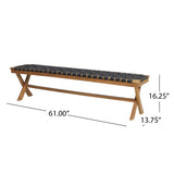 Christopher Knight Home Jeffery Outdoor Acacia Wood Bench with Rope Seating, Black and Teak 61x13.75x16.25 inches Christopher Knight Home