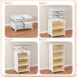 CTSNSLH 4 Tier Plastic Storage Bins and Boxes Organizer - 27Qt Stackable with Lids for Bedroom, Living Room, Office - Foldable Containers CTSNSLH