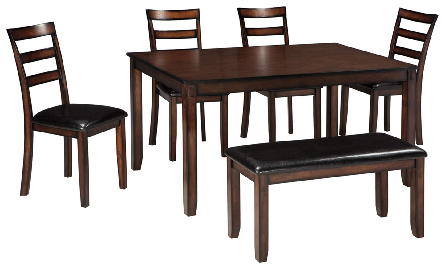 Signature Design by Ashley Coviar 6 Piece Dining Set, Includes Table, 4 Chairs & Bench, Dark Brown - WoodArtSupply