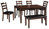 Signature Design by Ashley Coviar 6 Piece Dining Set, Includes Table, 4 Chairs & Bench, Dark Brown Signature Design by Ashley