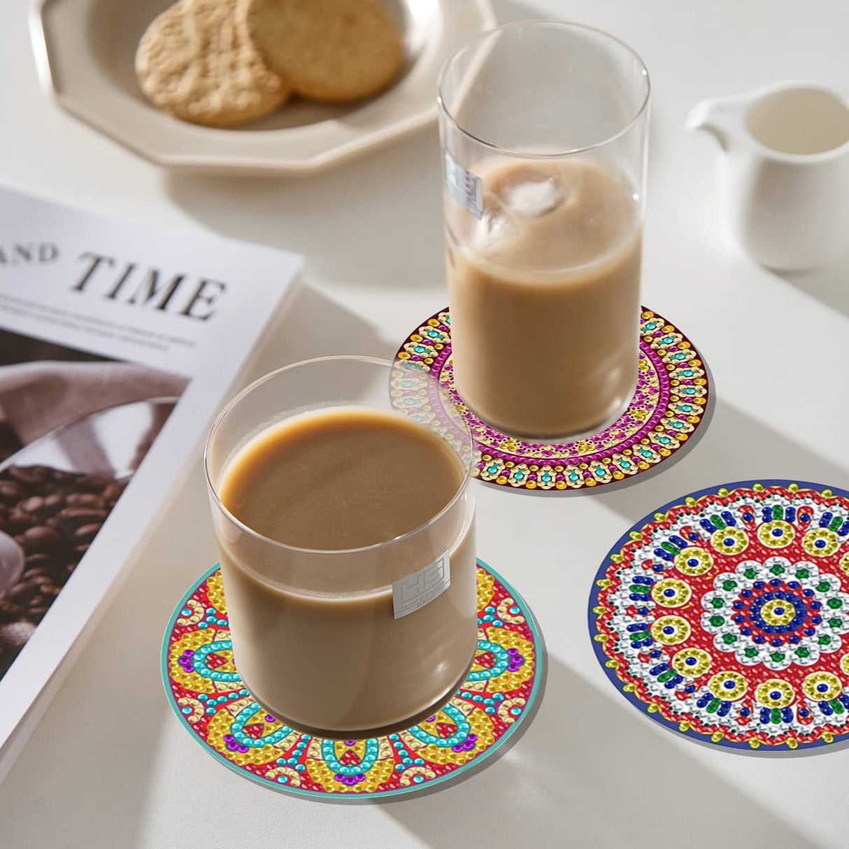 Vcekract Diamond Painting Coasters, 6 Pcs Mandala Diamond Art Coasters with Holder, Crafts Kits for DIY Coasters, Adult Crafts Projects Kits Women Vcekract