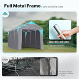 ADVANCE OUTDOOR Upgraded 10x20 ft Heavy Duty Steel Carport, Adjustable Height from 9.5 to 11 ft, Car Canopy Garage Party Tent Storage Shed Boat Shelter Portable with Sidewalls and Doors,Gray ADVANCE OUTDOOR