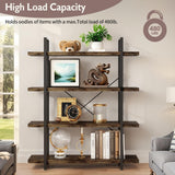 VKUCI 4 Tier Book Shelf, 47'' Wide Wood Industrial Bookshelf, 120lbs Shelf Capacity, Open Storage Shelves, 55'' Tall Heavy Duty Display Shelving, Rustic Brown Bookcase for Bedroom,Living Room,Office VKUCI
