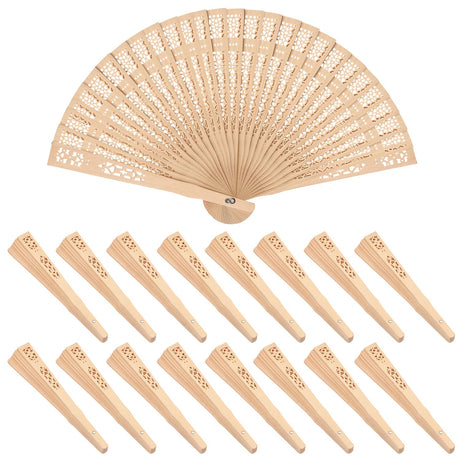 GNIEMCKIN 50 PCS Wooden Hand Fans, 8 Inch Foldable Wedding Hand Fans with Personalized Engraving, Perfect for Birthdays, Home Decor, Wedding and GNIEMCKIN