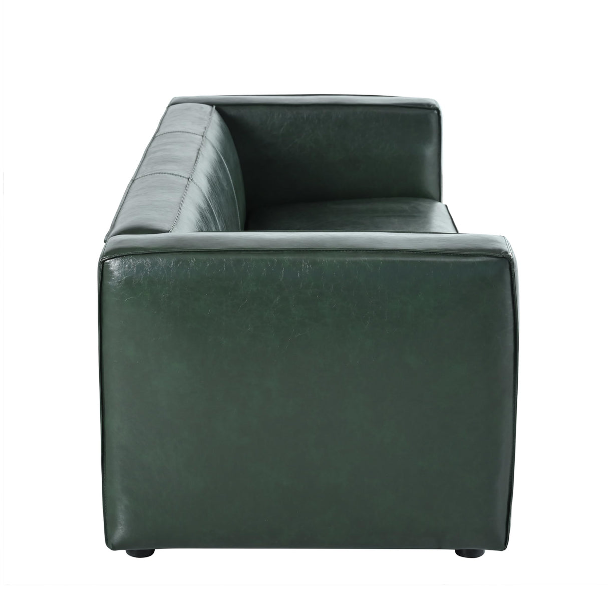 Christopher Knight Home Vevia Faux Leather Sofa, 3 Seater Couch, Upholstered Sofa, Large Lounge Chair, Birch Wood Legs Armchair, Classic Tuxedo Design Couch for Living Room Bedroom, Green Christopher Knight Home