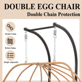 DAYAOUTDOOR Double Egg Chair with Stand, Oversized Egg Chair Outdoor, 2-Person Hanging Eggs Chairs, 600Lbs Sturdy Loveseat Swinging Chair for Balcony, Patio, Deck, Grey DAYAOUTDOOR