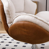 Ya-Home Modern Swivel Accent Chair, Chenille Upholstered Leisure Chair with Cozy Seat Silver Metal Base, Comfy Lounger Armchair Recliner Chair for Living Room Bedroom, 1PC, Beige Ya-Home