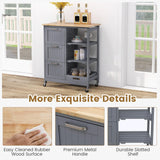 GOFLAME Kitchen Island Cart on Wheels with Storage, Versatile Rolling Cart with Wood Countertop, 3 Drawers, Removable Tray & Lockable Casters, Mobile Serving Trolley for Kitchen, Dining Room, Grey GOFLAME