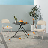 Sweetcrispy Folding Chair 2 Pack, Leather Padded Folding Chairs, Sturdy Metal Foldable Chairs, Easy to Use and Store, Outdoor and Indoor, for Home, Office, Party, Comfy, Kahki Sweetcrispy