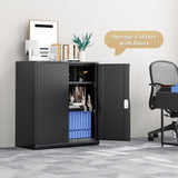 Athena Collection Metal Storage Cabinet with Doors and Shelves, 36" Garage Storage Cabinet with Lock for File, Home, Office, School, Garage, Black Athena Collection