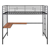 Harper & Bright Designs Full Size Metal Loft Bed Frame, Loft Bed Full with L-Shape Desk and Metal Grid, Space Saving Full Loft Bed with Desk Underneath for Kids,Teens (Full, Black) Harper & Bright Designs