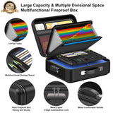 COLCASE Fireproof Document Box, Hard Case Fireproof File Organizer with Lock Hard-Shell Design Fireproof Water Resistant Safe Box for Important Documents Certificates Laptop Passports Black COLCASE