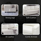 Naomi Home Transform Any Space: Sleeper Sectional Sofa with Convertible Sofa Bed & Inviting Chaise. Find Tranquil Comfort with Stress-Relieving Design & Durable Cushions - White/Air Leather Naomi Home