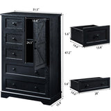 SOOWERY Dresser for Bedroom, 5 Drawer Wood Dresser, Black Dresser Farmhouse Dressers with 5 Wooden Drawers and Storage Cabinet, 48 Inch Tall Chest of Drawers for Bedroom, Living Room SOOWERY