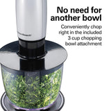 Hamilton Beach 4-in-1 Electric Immersion Hand Blender with Handheld Blending Stick, Whisk + 3-Cup Food & Vegetable Chopper Bowl, 2-Speeds, 225 Watts, Silver and Stainless Steel (59765) Hamilton Beach