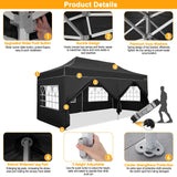HOTEEL 10x20 Heavy Duty Pop Up Canopy Tent with Sidewalls, Commercial Outdoor Canopy Tents for Parties Event Wedding with Roller Bag, Waterproof & UV 50+, Upgraded Thickened Hexagonal Legs, Black Hoteel