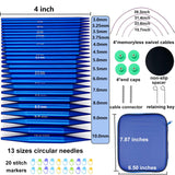 Hobekoee 13 Pairs Interchangeable Circular Knitting Needles Set 3mm-10mm Interchangeable Aluminum Round Knitting Needles Set with 4 Swivel Cables for DIY Knitting Lovers Hobekoee
