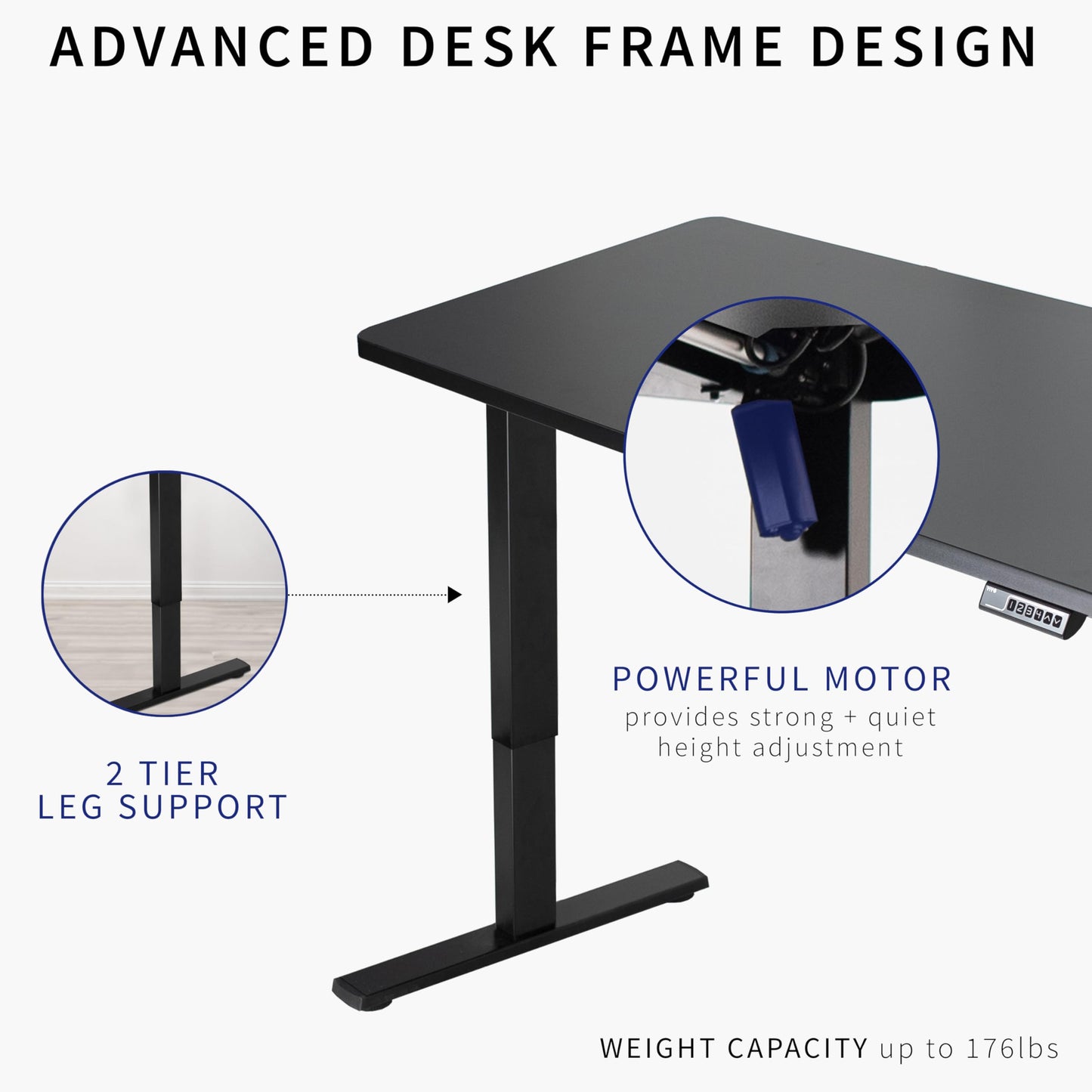 VIVO Electric 43 x 24 inch Standing Desk Workstation, Memory Controller Height Adjustment, 1B Series, One-Piece Black Top, Black Frame, DESK-KIT-1B4B