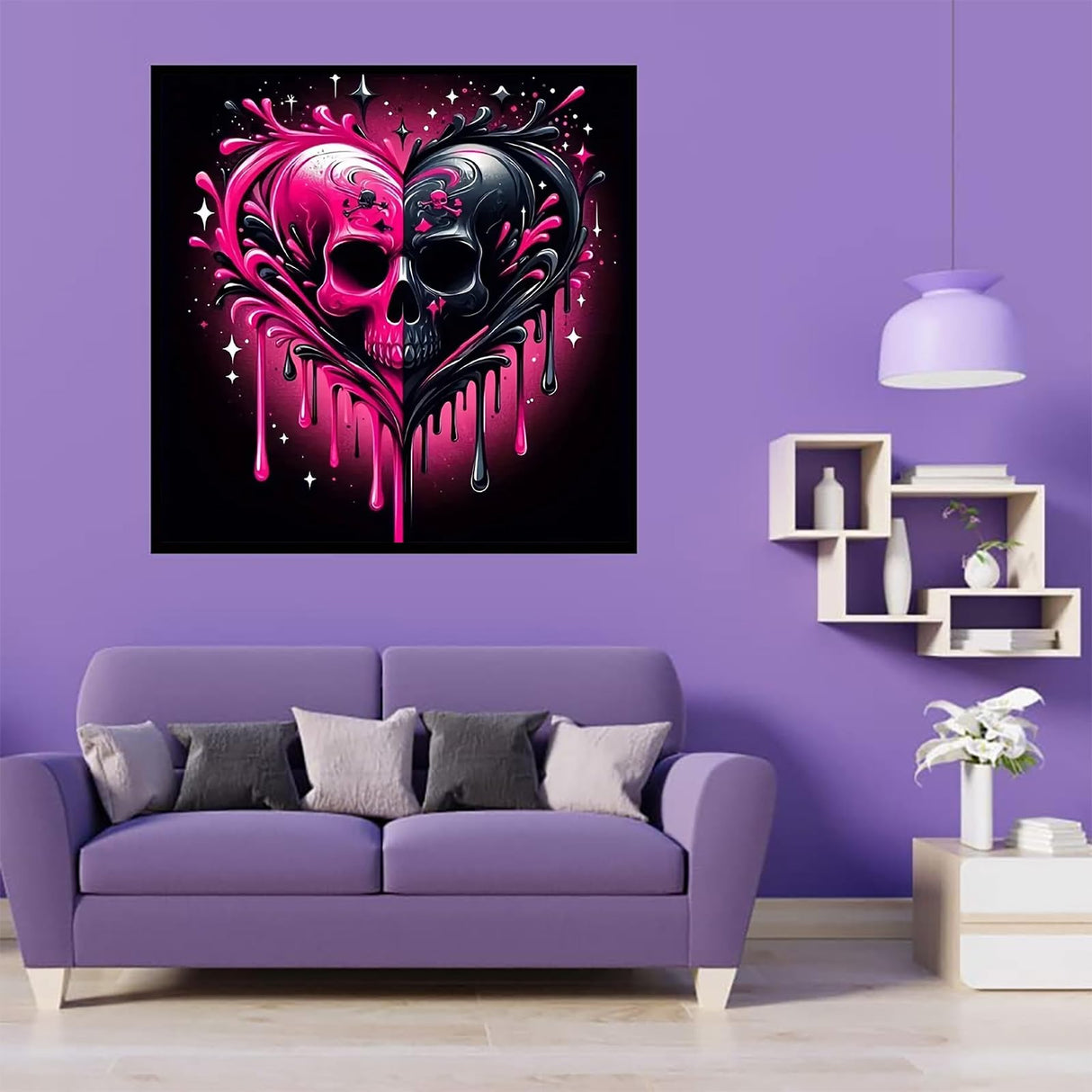 Meothan Diamond Art Kits for Adults, 5D DIY Heart Skull Diamond Painting Kits for Adults Beginners, Diamond Dots Kits Gem Arts Crafts for Living Room Bedroom Offices Home Wall Decor 12X12 Inch Meothan