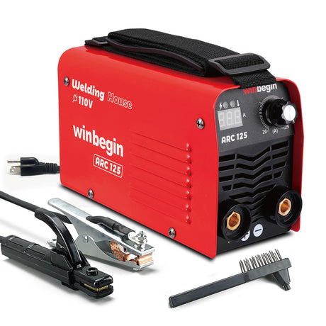 Winbegin Actual 125A 110V Stick Welder, 1/8" rod 125A heavy duty 100% welding machine super Mini arc welder,generator friendly Digital Display 6013 7018 6010 6011works winbegin