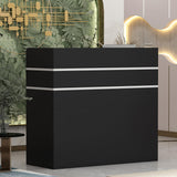 FUFU&GAGA Reception Desk with Counter, Lockable Drawers & Shelves, Cabinet, Front Counter Table for Checkout, Salon Reception Room Store Office, Black, 47.3" W x 18.3" D x 43.3" H FUFU&GAGA