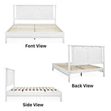 Bme Vivian 14 Inch Deluxe Bed Frame with Headboard, Rustic & Scandinavian Style with Solid Acacia Wood, No Box Spring Needed, 12 Strong Wood Slat Support, Easy Assembly, King, Rustic White Bme