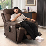 EONIX Triple Motor Lay Flat Power Lift Recliner Chair for Elderly, 400lbs Large Electirc Lift Chair for Living Room, Independent Adjustable Lumbar, Extended Footrest, Hidden Cup Holders, Dark Brown EONIX