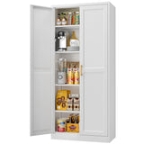 71" Tall Metal Storage Cabinet with Adjustable Shelves, Kitchen Pantry Storage Cabinet with Gold Handles, Heavy Duty Steel Cabinets, White Pantry Cabinet for Dining Room, Kitchen - Assembly Required MetalMax