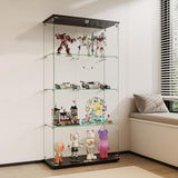 APRILSOUL Glass Display Cabinet 4-Shelf with Double Door, Curio Display Cabinet with 5mm Tempered Glass, Floor Standing Bookshelf for Bedroom, Living Room, 64 x 31.7 x 14.3 in, Black APRILSOUL