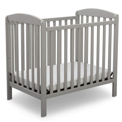 Delta Children Emery Mini Convertible Baby Crib with 2.75-inch Mattress, Grey - WoodArtSupply