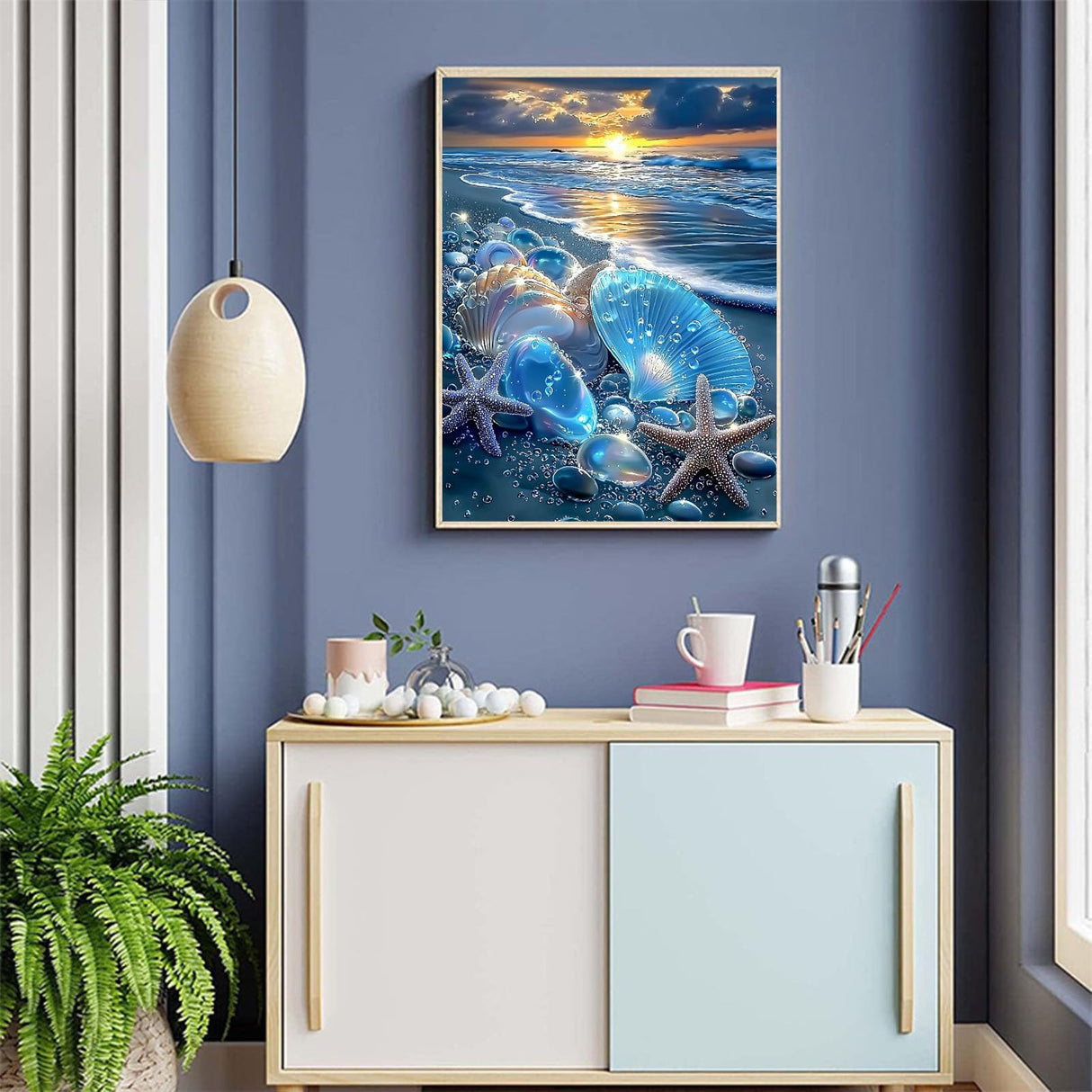 Beach Diamond Painting Kits for Adults - Beach Diamond Art for Adult, Seashell Gem Painting Crafts Kits Gift, DIY 5D Gem Art Seashell Perfect for Home Wall Decor Gifts (16x12 inch) xackcme