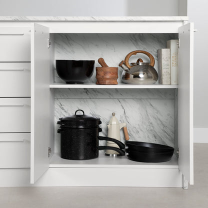 South Shore Myro Kitchen Island, Faux White Marble and White