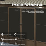 Domi 10x12FT Sunroom Gazebo,Solarium Aluminum Wall Mounted Gazebo with Galvanized Steel Sloping Roof,Lockable PC Screen House,with Front Door&Side Sliding Door,Lean to Gazebo for Patio Deck Lawn domi outdoor living