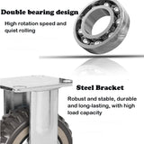 uyoyous 6 inch Caster Wheels Heavy Duty 4 Pack Anti-Skid Swivel Caster Load 1760 lbs Silent Ball Bearing Solid Wheel with 360° Rotation Top Plate (2 with Brakes& 2 Without) uyoyous