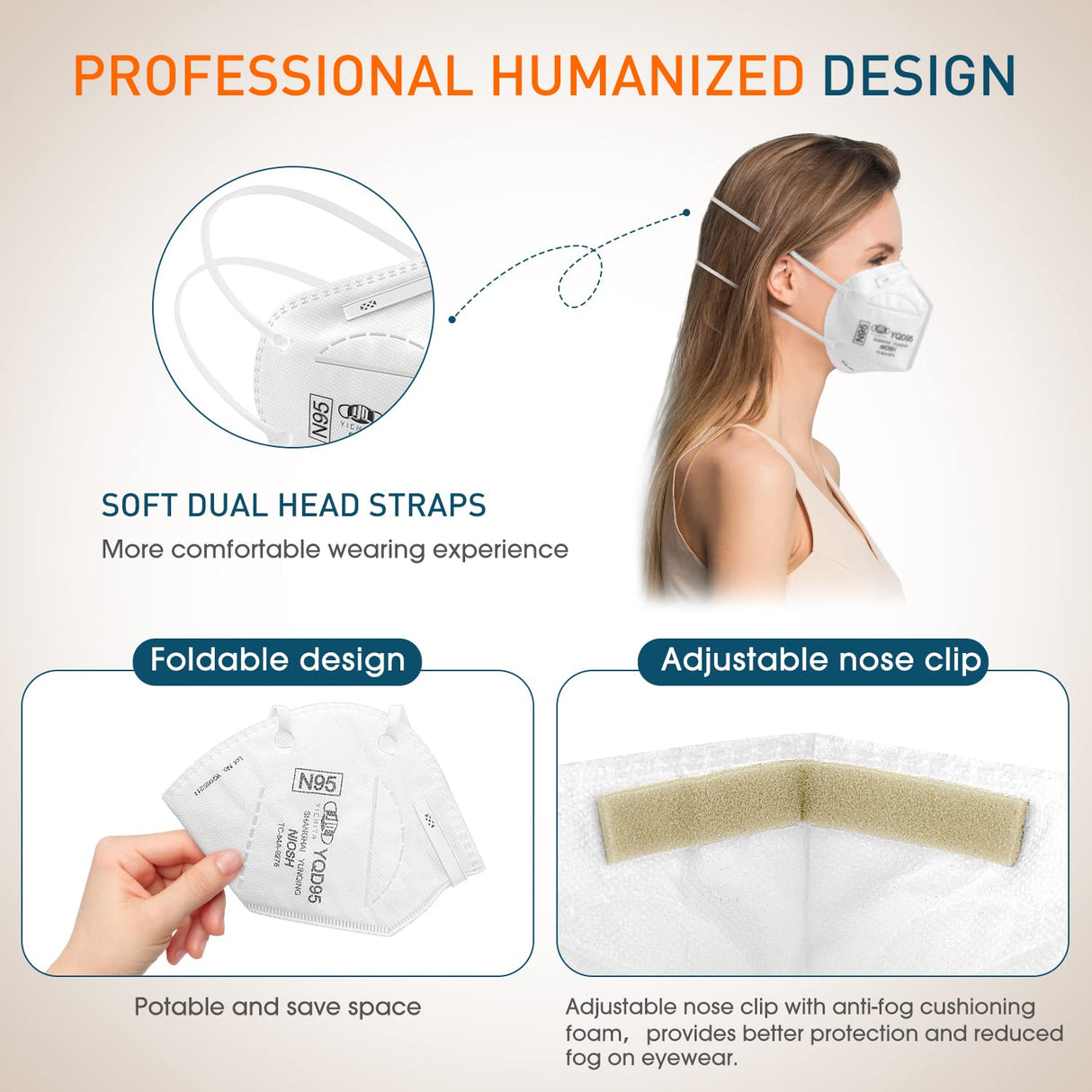 YQ YICHITA N95 Mask NIOSH Approved 25-Pack, Particulate Respirator N95 Face Masks Universal Fit - Individually Wrapped YQ YICHITA