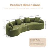 Quorflax 110.2" Curved Sectional Sofa,Luxury Wood Grain Chenille Fabric, Oversized Sectional Sofa,Compression Curved Couch for Living Room,No Assembly Needed (Green, 110.2 Inch) Quorflax