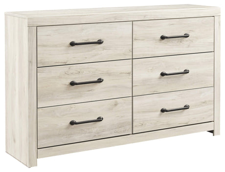 Signature Design by Ashley Cambeck Farmhouse Industrial 6 Drawer Dresser, Whitewash Signature Design by Ashley