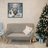 CHWGLFGG 5D Diamond Art Kits for Adults Beginners, White Tiger Diamond Painting Kits, DIY Winter Full Round Drill Paint by Diamonds Dot Gem Art for Adults, Home Wall Decor 13.7X 13.7 Inch CHWGLFGG