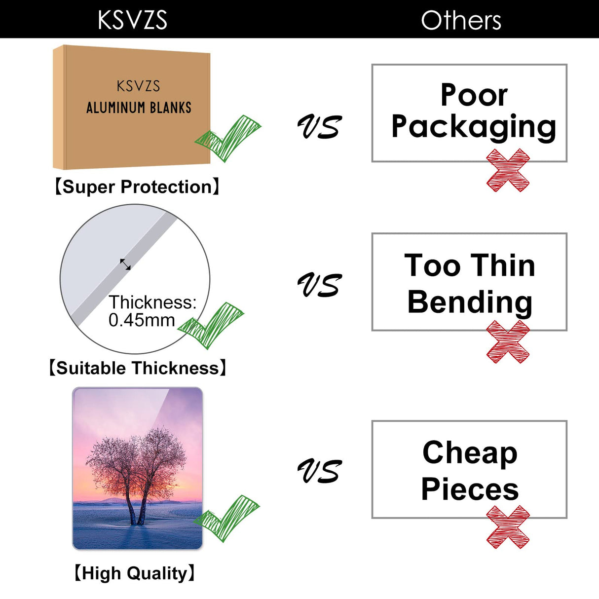 6 Pieces Aluminum Sublimation Blanks Sheet[8X10in] KSVZS Metal Blanks Sublimation Blanks,Metal Wall Frame Blanks Wall Decor for Bedroom,Living Room,Wedding,Family Pets,3+3 KSVZS