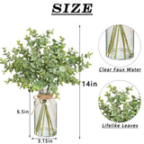 Zheart Fake Eucalyptus Stems in Glass Vase with Faux Water,14" Artificial Plants Eucalyptus Leaves for Shelf Desk Bathroom Farmhouse Room Coffee Table Home Decor (Sage Green) Zheart
