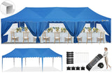 HOTEEL Party Tent 10x30 Pop Up Canopy Tent with 8 Sidewalls, Wheeled Bag, 4 Weight Bags, Easy Setup Outdoor Tent for Backyard Party with Extra Height, Waterproof UPF50+ Event Tent for Patio, Blue Hoteel