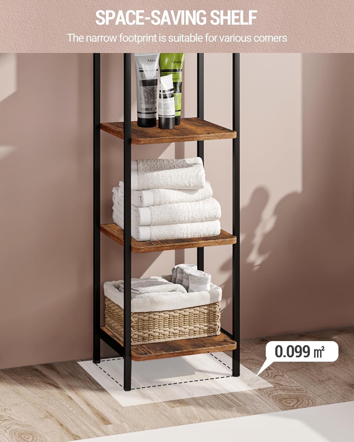 Hzuaneri Bookcase Bookshelf, Narrow Book Shelf, Industrial Corner Shelf Storage Organizer, Slim Shelving Unit for Home Office, Living Room, Bedroom, Kitchen, 6-Tier Rustic Brown and Black BC24601B Hzuaneri