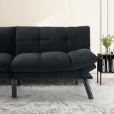 SoarTalent 67” Velvet Futon Sofa Bed Convertible Small Upholstered Couch 2-Seat Loveseat Sleeper with Adjustable Backrest and Armrest for Small Space Apartment,Gaming Room,Office(Black) SoarTalent