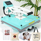 ColorSub 15x15 Heat Press for T-Shirt with Slide Out Drawer, Sublimation Heat Press Machine, Teal ColorSub