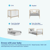 Graco Teddi 4-in-1 Convertible Mini Crib with Bonus Water-Resistant Mattress (Natural with White) – GREENGUARD Gold Certified, 2.75-Inch Mattress Included, Convenient Size, Easy 30-Minute Assembly Graco