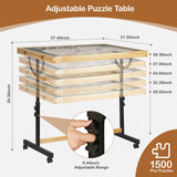 Dechawfon Jigsaw Puzzle Table with Drawers & Lockable Wheels, Tilting Puzzle Board 0-90° Adjustable, Puzzle Board 1500 Pieces with Legs, 37.4 x 27.95 Inch Portable Puzzle Table with Legs for Adults Dechawfon